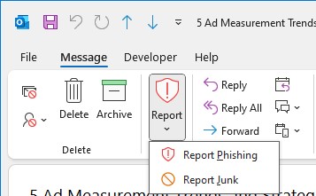 Outlook Report option